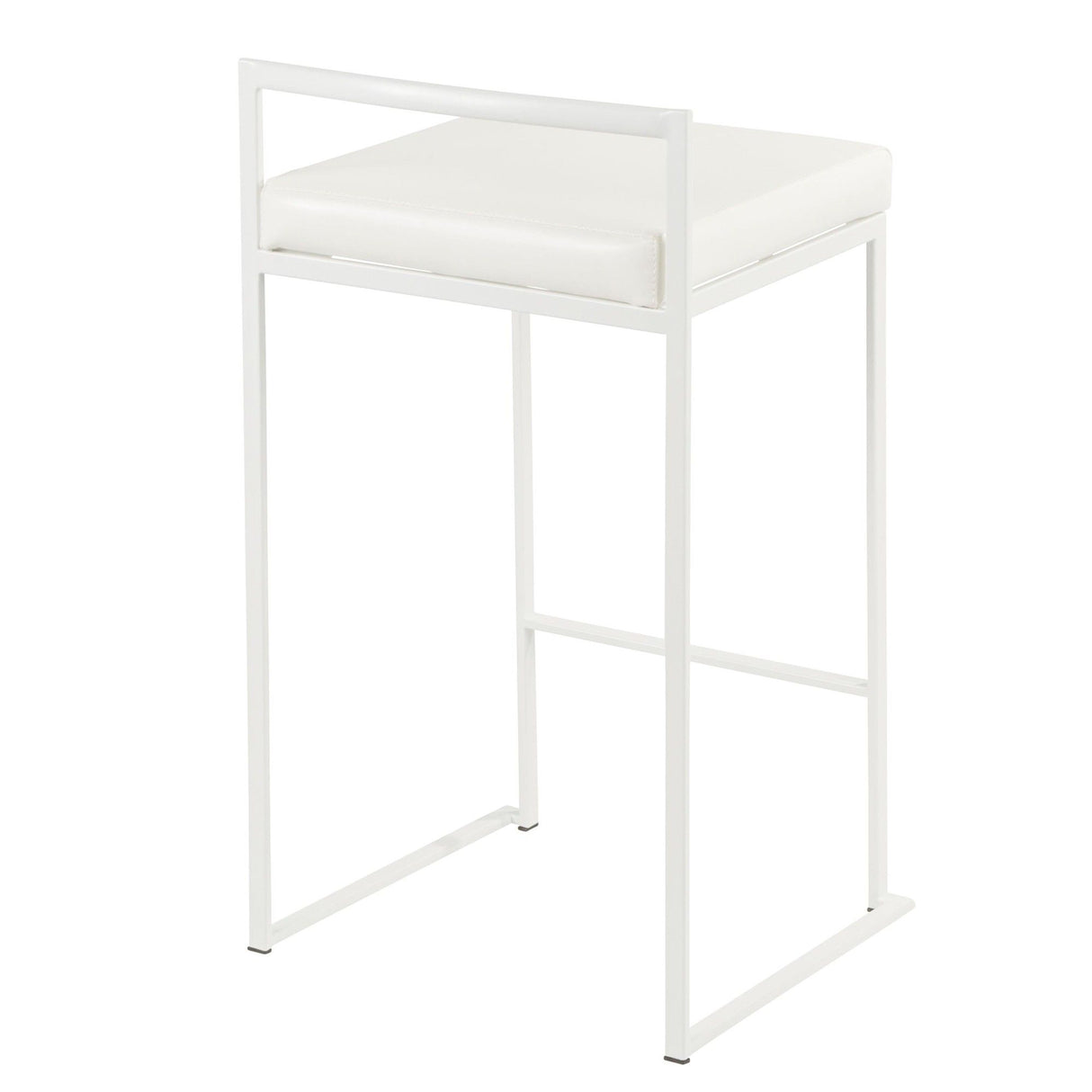 Fuji - 26" Stackable Counter Stool (Set of 3) - White Metal With White Faux Leather Cushion