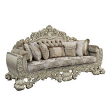 Sorina - Sofa With 7 Pillows - Velvet, Fabric & Antique Gold