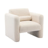 Modern Accent Chair Lambskin Sherpa Fabric Upholstered Comfy With Pillow