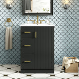 Bathroom Vanity With Sink, Compact Cabinet With 2 Drawers And Soft-Closing Door, Under-Mount Basin - Black