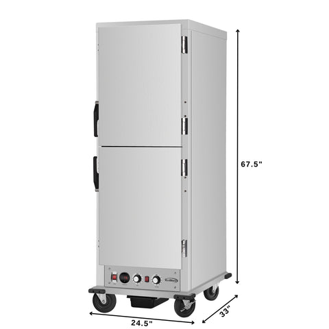 33 in. Commercial Insulated Heated Holding/Proofing Cabinet with Wire Racks and Solid Dutch Doors in Silver (KM-CHP36-WIDD)