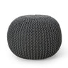 Bordeaux - Knitted Cotton Round Pouf, Versatile Ottoman And Floor Cushion