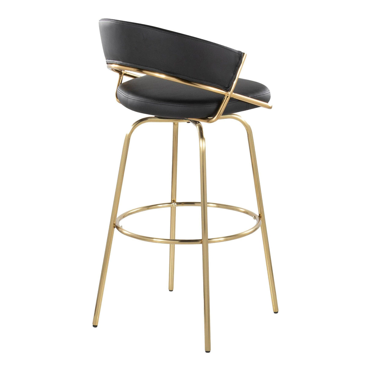 Jie - 30" Fixed-Height Barstool With Swivel - Gold Legs (Set of 2)