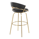 Jie - 30" Fixed-Height Barstool With Swivel - Gold Legs (Set of 2)