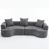 Modern Style Ultra Smooth Curved Sofa With 3 Pillows