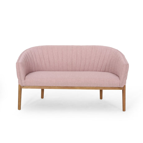 Mid Century Modern Loveseat With Channel Stitched Backrest