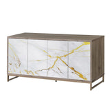 Paavan - Console Cabinet - White Marble Print Oak & Champagne