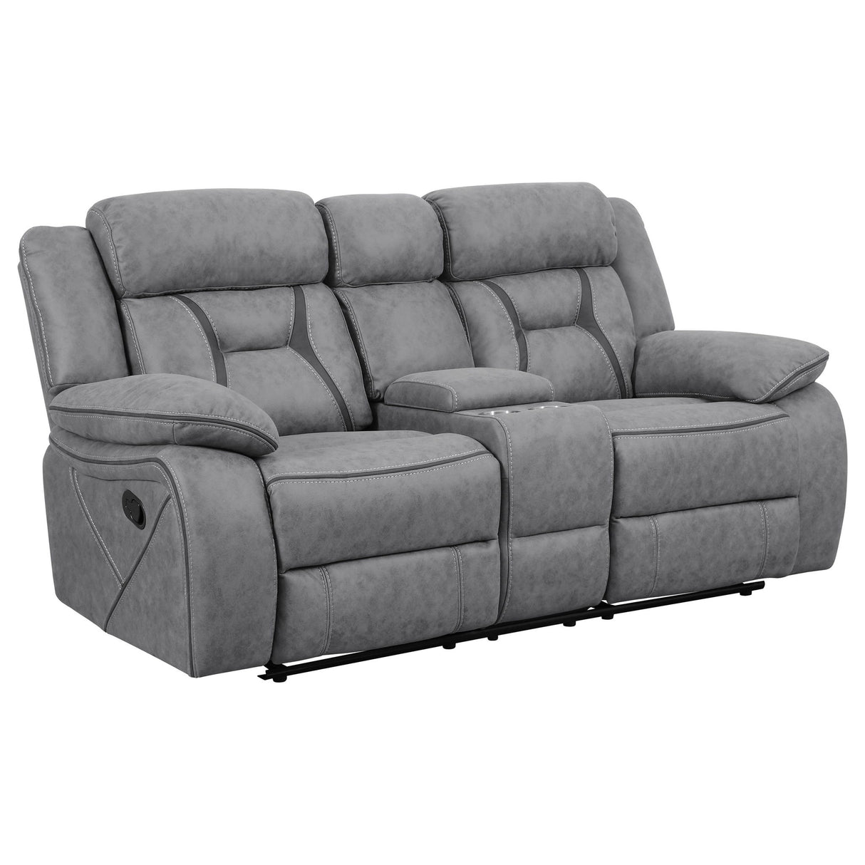 Orson - 2 Piece Reclining Living Room Set In Microfiber With Manual Reclining And Storage Features - Gray