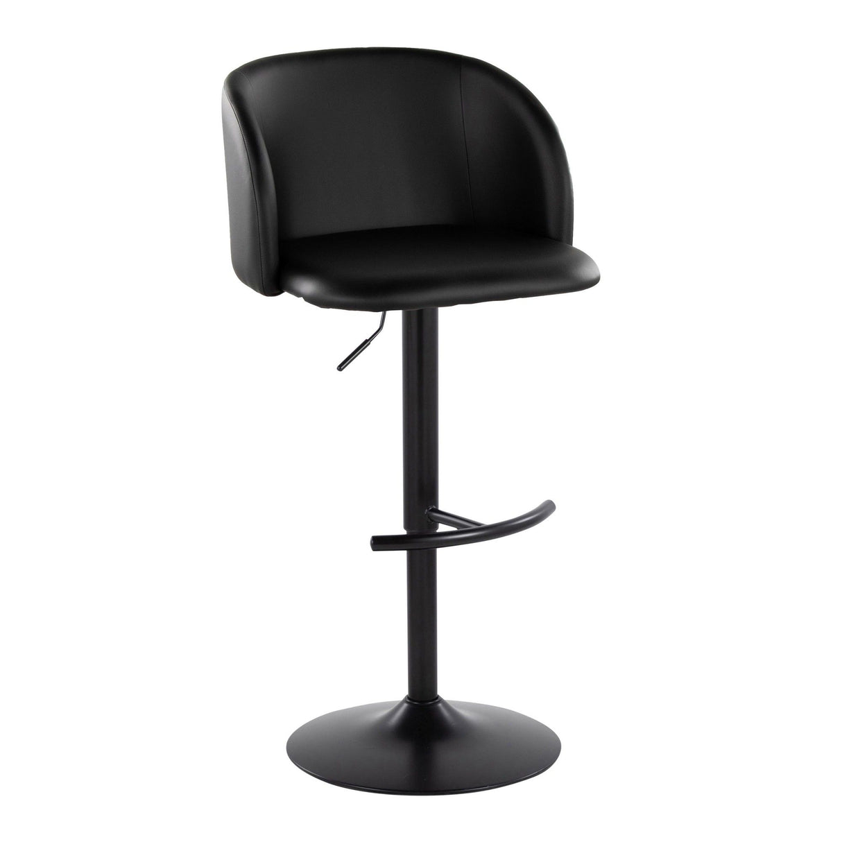 Fran - Adjustable Barstool (Set of 2) - Black Metal, Black Faux Leather