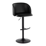 Fran - Adjustable Barstool (Set of 2) - Black Metal, Black Faux Leather