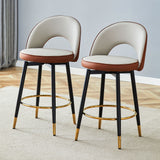 Upholstered Rotatable Bar Chair With Metal Legs For Dining Room