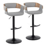 Elisa - Mid Century Modern Adjustable Barstool With Swivel & Rounded T Footrest (Set of 2)