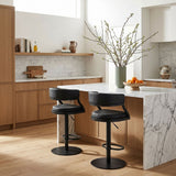 Callie - Swivel Metal Adjustable Height Barstool With Faux Leather Seat - Black Finish