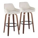 Daniella - 30" Fixed-Height Barstool (Set of 2) - Walnut And White