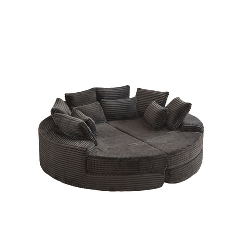 Round Oversized Sofa Bed With 5 Throw Pillows