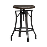 Winslow - Adjustable Height Metal Barstool With Wood Seat - Walnut