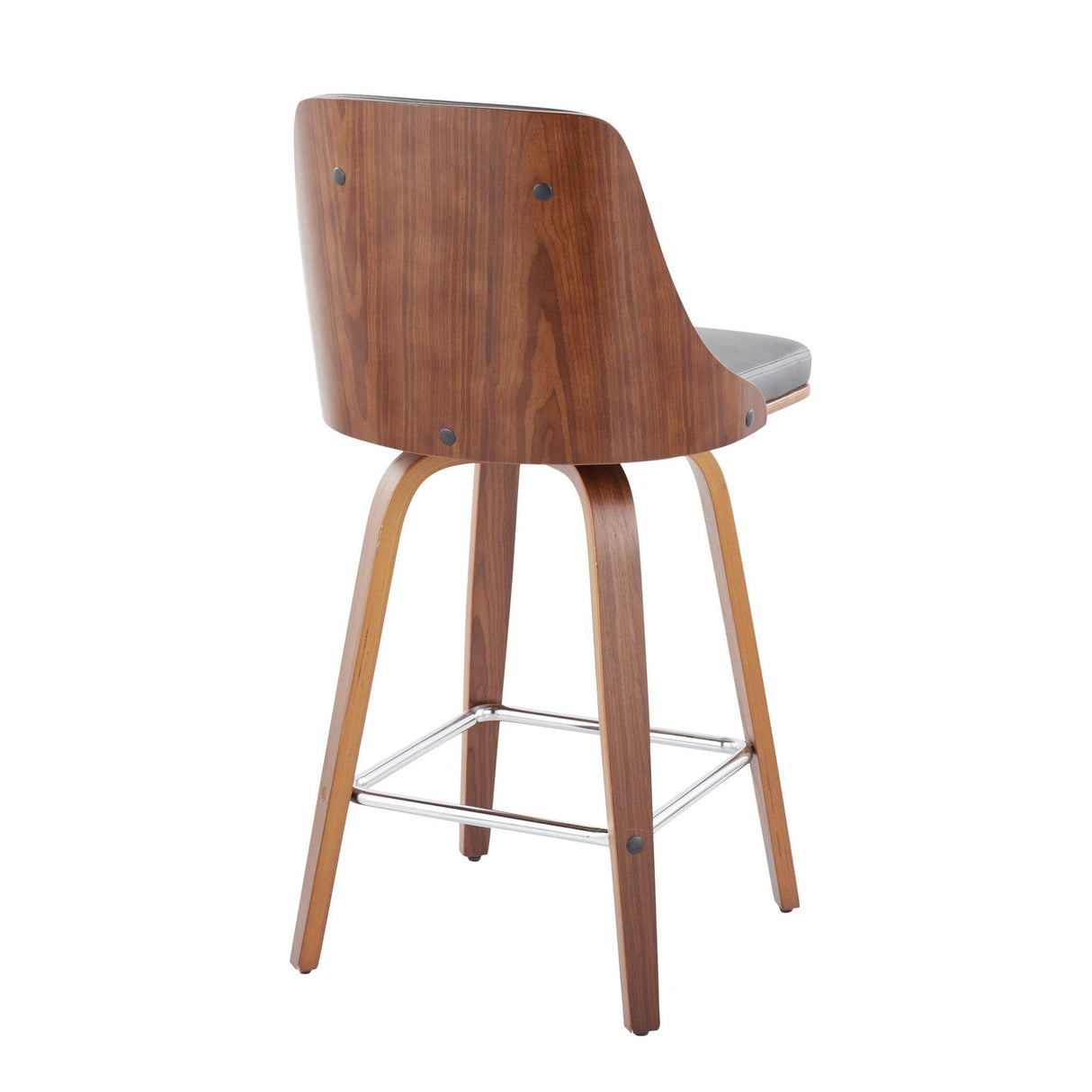 Gianna - Fixed-Height Swivel Counter Stool (Set of 2) - Walnut Frame And Square Footrest