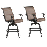 Outdoor Sling Counter Stool (Set of 2) With Aluminum Frame, All Weather - Dark Brown