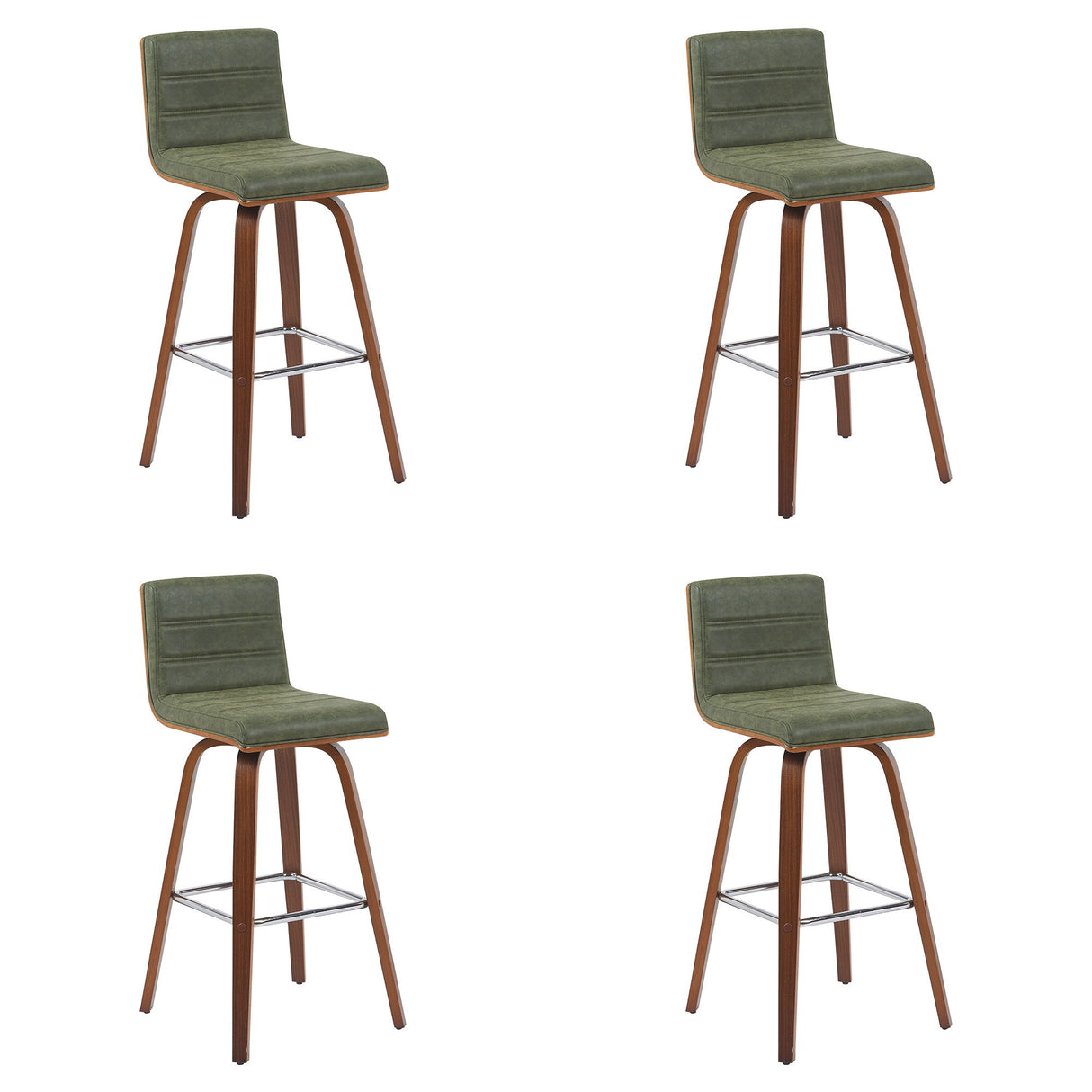 Vienna - Modern Swivel Bar Height Stool - Walnut Finished Wood Frame