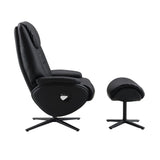 Labonita - Motion Accent Chair With Swivel & Ottoman - Black Top Grain Leather & Black