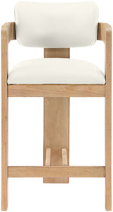 Sacha - Vegan Leather Upholstered Counter Stool With Natural Base