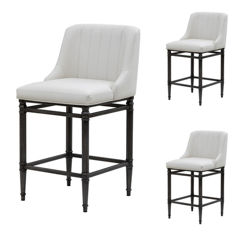 Marvin - Steel Frame Faux Leather Upholstered Counter Height Barstool