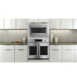 GE JX9152SJSS 27 inch built-in microwave trim kit installed view