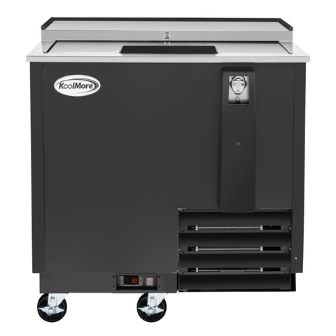 36 in. Commercial Bottle Cooler in Black with Built-In Opener, ETL Listed, 9 cu. ft. (KM-BOC36-BK)