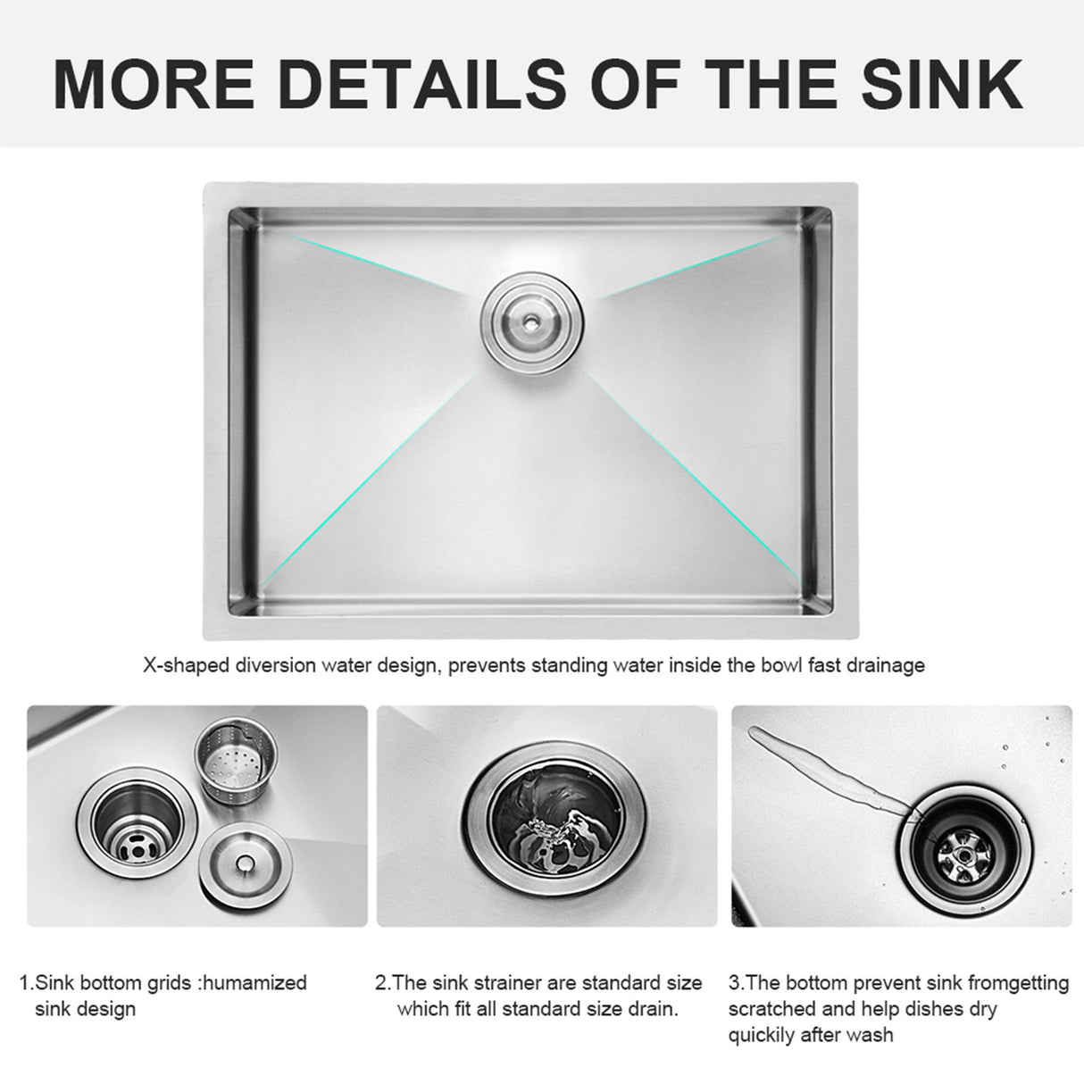 Modern Undermount Stainless Steel Kitchen Sink 16 Gauge, Deep Single Bowl