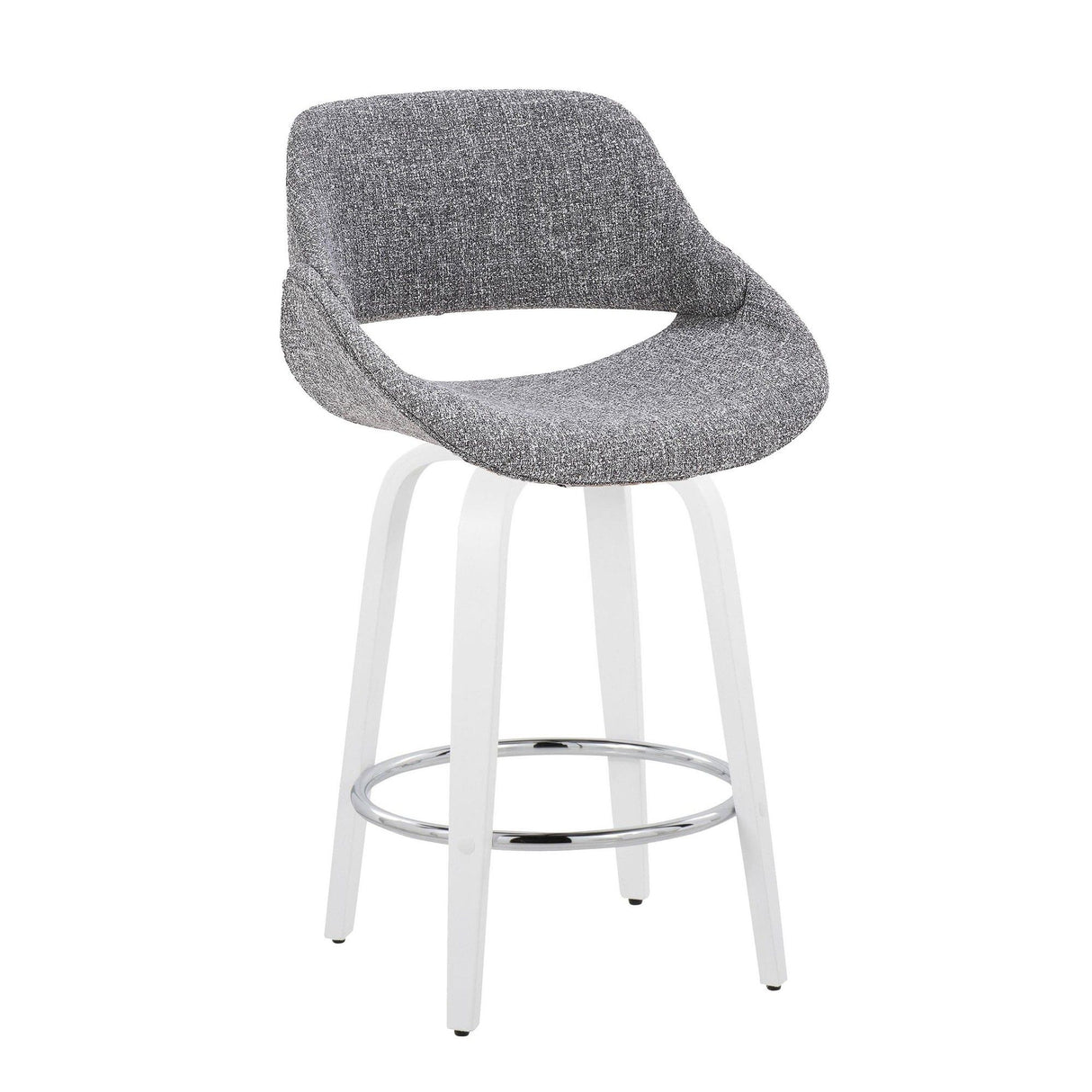 Cinch - Contemporary Fixed-Height Swivel Counter Stool (Set of 2) - White Wood And Chrome