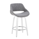 Cinch - Contemporary Fixed-Height Swivel Counter Stool (Set of 2) - White Wood And Chrome