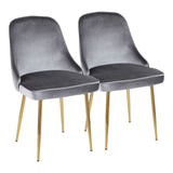 Marcel - 34" Dining Chair (Set of 2) - Gold Frame And Blue Velvet Fabric