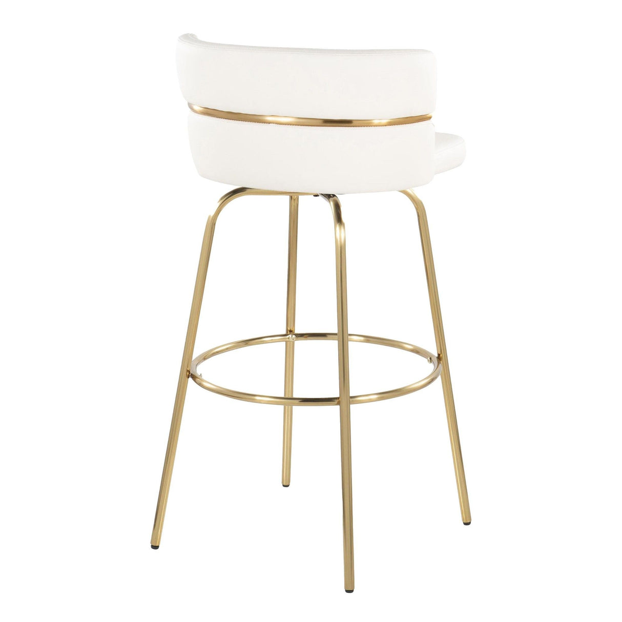 Cinch - 30" Fixed-Height Barstool With Swivel And Round Footrest (Set of 2) - Gold Metal