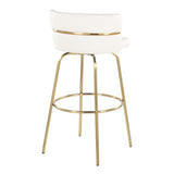 Cinch - 30" Fixed-Height Barstool With Swivel And Round Footrest (Set of 2) - Gold Metal