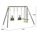 Xns008 Interesting Triple Children Metal Safe Swing Set 440Lbs For Outdoor Playground Three Seat Swing For Age 3+ - Green / Black