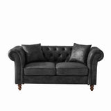 Chesterfield Loveseat, High Tech Fabric Roll Armrest