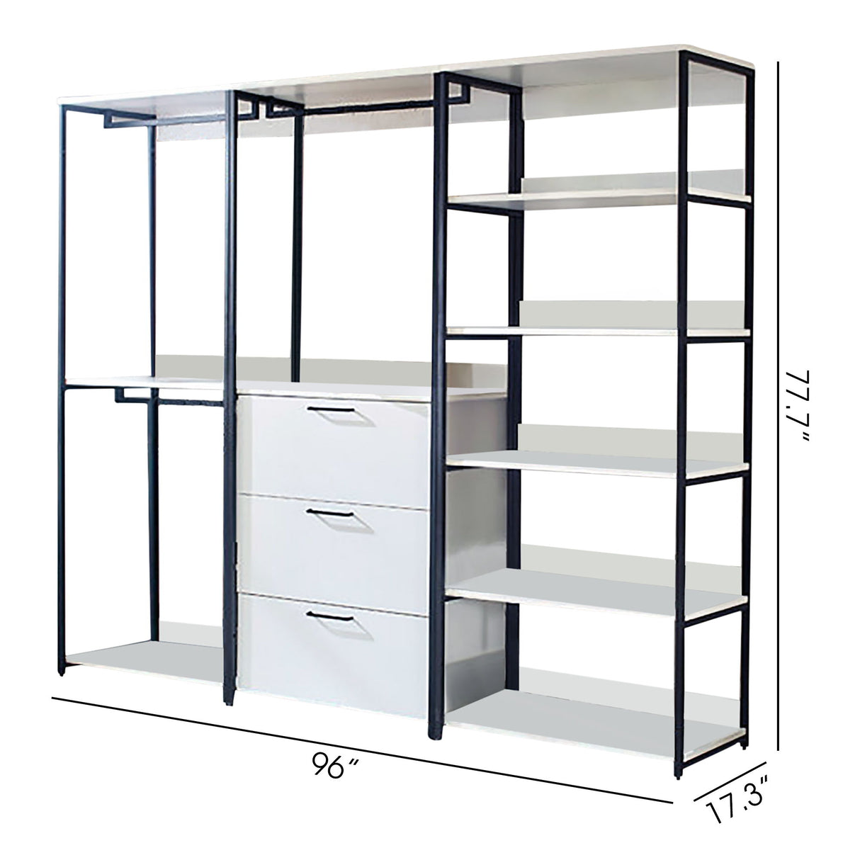 Fiona - Freestanding 3 Tower Wood Closet System With Metal Frame 7 Shelf Walk - White