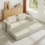 Convertible Sleeper Sofa Bed With Cylindrical Pillow, Fixed Shape Frame