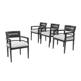 Outdoor Patio Dining Chairs With Outdoor Grade Sunbrella Fabric Cushions, Tapered Feet (Set of 4) - Ember Black