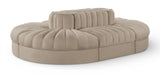 Rummi - Oval Velvet Performance Fabric Upholstered 6 Piece Modular Sectional