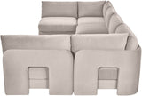 Hammond - Velvet Performance Fabric Upholstered 6 Piece U-Shaped Armless Sectional