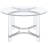 Keeling - 5 Piece Round Glass Top Acrylic Dining Set - Chrome
