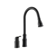 16.9" Kitchen Sink Faucet With Separate Handle And Pull Down Sprayer, Lead Free Brass - Matte Black