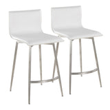 Mara - 26" Upholstered Fixed-Height Counter Stool With Swivel (Set of 2) - Stainless Steel