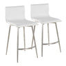 Mara - 26" Upholstered Fixed-Height Counter Stool With Swivel (Set of 2) - Stainless Steel
