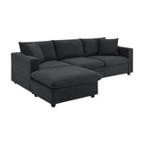 Modern Sectional Sofa With Throw Pillows, Cloud L Shaped Couch Set With Wide 4 Seat Comfy Couch Set With Movable Ottoman