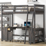 Loft Bed With U-Shaped Desk, Drawers, And Storage Shelves