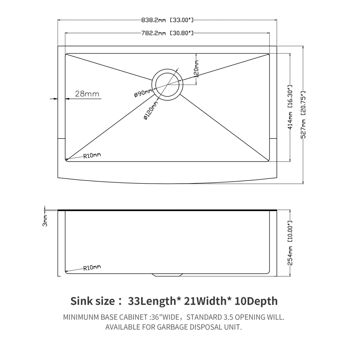 Farmhouse Kitchen Sink, Stainless Steel, Apron Front