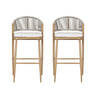 Outdoor Bar Height Metal Frame Counter Stools With Scallop Shaped Backrest & Water Resistant Cushions