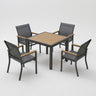 Gray Aluminum Patio Dining Set With Textilene Chairs, 5 Piece All Weather Outdoor Table And Chair Set For Patio, Porch, Garden